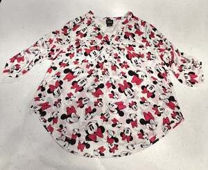 Disney Minnie Mouse Print Georgette Popover Blouse Size 00
